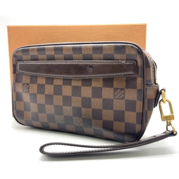 Authentic LV  Damier Ebene Pochette Saint Paul Clutch bag W/Box GUC - Picture 1 of 14